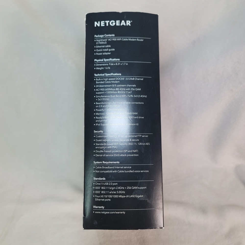Netgear Nighthawk AC1900 Wifi Cable Modem Router NIB Built In DOCSCIS 3.0 Cable - Picture 5 of 5